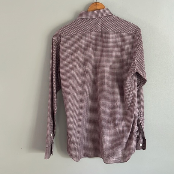 Billy Reid Gingham Style Plaid Cotton Button Down Shirt Medium Made In Italy - Picture 2 of 7